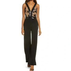 Dress The Population Elias Sequin Bodice Jumpsuit, Size XX-Small - Black